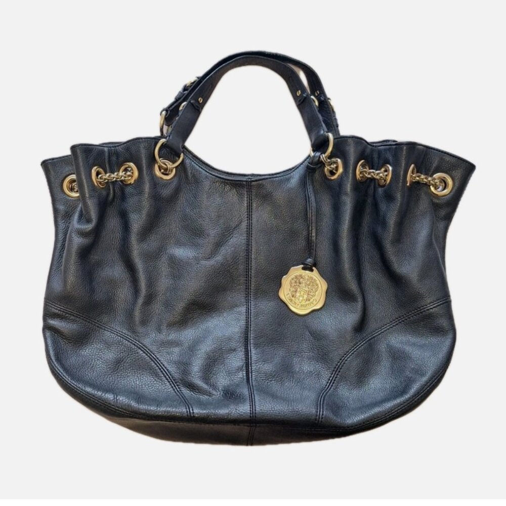 VINCE CAMUTO BLACK PEBBLED LEATHER HOBO BAG LARGE MODEL: HAVY - Picture 2 of 9